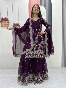 Salwar Kameez bordado con Dupatta |   Vestido de Fiesta Moderno para Mujer, Tejido Georgette Resistente, Elástico y Sin Arrugas, para Todas las Temporadas - Product Image 4