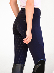 Culottes d'équitation athlétiques pour femmes, taille mi-haute, durables, absorbant la transpiration, avec poches pour téléphone, pour l'équitation, logo personnalisé - Product Image 6