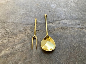 Juego de Cubiertos de Latón con Diseño de Bambú Vintage, Acabado de Alto Brillo, Resistente al Óxido, Vajilla para Bodas - Product Image 3