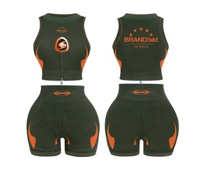 Ensemble de vêtements de détente en coton personnalisé avec logo pour femme, short et débardeur court, 2 pièces, collection été 2026 - Product Image 4