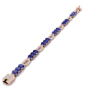 Bracelet REYES de haute qualité en argent sterling 925, saphir bleu ovale de 13,5 carats avec moissanites, pour femmes - Product Image 1