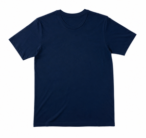 Camiseta de Manga Corta Azul Marino para Hombre, 100% Algodón, Corte Regular, Cuello Redondo, Estilo Casual, Tejido Jersey, Color Sólido - Product Image 1