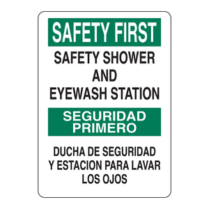 Panneau bilingue pour station de douche de sécurité et de rinçage des yeux pour laboratoires et sites industriels - Product Image 1