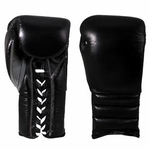 Gants de boxe Bright Way International en cuir noir et rouge, fermeture à lacets, sangle de poignet réglable, imperméables, unisexes, arts martiaux - Product Image 3