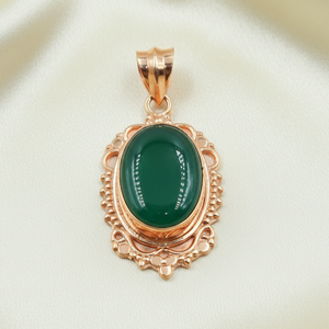 Pendentif ovale en onyx vert vintage, argent sterling 925, fait main, style bohème ethnique, bijou de créateur, cadeau pour femme, pendentif statement pour elle - Product Image 4