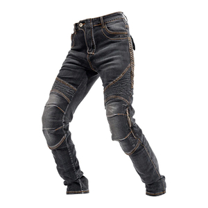 Men's Dark Wash Denim Motorcycle Kevlar Jeans With Protective <b>Patches</b> And <b>Slim</b> Fit Design For Biker Riding And Daily Wear - Product Image 2
