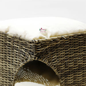 Maisons pour animaux de compagnie en osier en plastique faites à la main de haute qualité avec coussin doux, villa de meubles confortables pour animaux de compagnie - Product Image 2