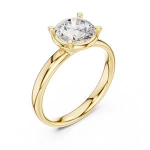 Bague de fiançailles solitaire en or jaune, taille brillant ronde, classique, avec diamant, pour femme, bijoux de mariée - Product Image 4