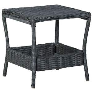 Mesa de Jardín de Ratán PE Gris Oscuro con Acero con Recubrimiento en Polvo y Tablero de PP, Muebles de Patio Elegantes - Product Image 1