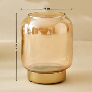 Amber Crystal Handmade Eco-Friendly Lead-Free <b>Tea</b> <b>Light</b> <b>Holder</b> with Gold Metal Base Tabletop Home Decor for Christmas and Easter - Product Image 3