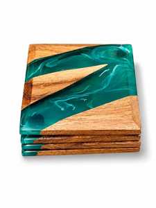 Ensemble de sous-verres en résine époxy et bois de luxe, sous-verres modernes faits à la main pour protéger la table, pour la maison, le bureau et le café - Product Image 4