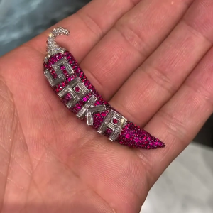 Colgante Iced Out Chili con Nombre Personalizado, Joyería Hip Hop, Colgante de Diamante Moissanita, Collar de Piedra Roja, Colgante de Plata 925 - Product Image 1