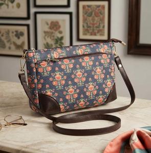 Bolso bandolera antirrobo de lona sólida vintage con cierre de cremallera |   Bolso bandolera bohemio azul marino y coral listo para la playa - Product Image 6