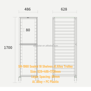 Plateau de cuisson en aluminium anodisé de type fermé à 18 couches, robuste, pour usage commercial, chariot de boulangerie, plaque à pâtisserie, 40x60 cm, Pan Atlas - Product Image 2