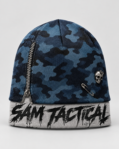 Bonnet d'hiver OEM en tricot jacquard, motif camouflage vintage à carreaux, broderie 3D, logo personnalisé, 100% acrylique, couleur personnalisée, plage - Product Image 6