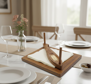 Porte-serviettes en bois, design artisanal haut de gamme pour la cuisine, la table à manger, rangement de papier toilette - Product Image 1