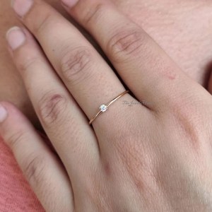 925 Sterling <b>Silver</b> Dainty Moissanite <b>Ring</b> <b>Silver</b> <b>Stacking</b> Wedding Band Single Round Moissanite <b>Ring</b> Dainty Moissanite Wedding - Product Image 2