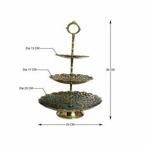 Supports à gâteaux vintage en laiton, outils de décoration de desserts de haute qualité, motif floral, taille personnalisable, à trois niveaux - Product Image 2