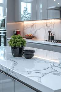 Encimera de Cocina de Mármol Sólido con Isla en Cascada - Product Image 3