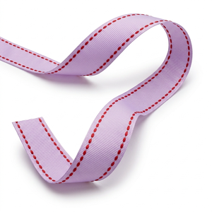 Cinta Grosgrain al por Mayor de 25mm, Color Lavanda Morado con Borde Rojo, para Lazos para el Cabello, Empaque de Regalos, Decoración para Baby Shower - Product Image 3