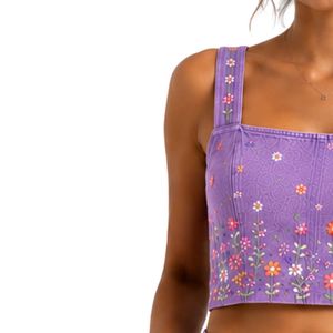 Conjunto de Top Corto y Falda Bordados con Lavanda para Mujer, Estilo Floral de Verano, Dos Piezas, Logotipo Personalizado, OEM, Ropa al por Mayor - Product Image 3