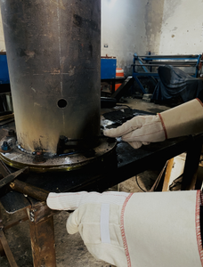 Pak Grip 28oz có dây nhiệm vụ nặng nề nhà máy Nóng Đôi cọ bông găng tay trắng tự nhiên làm việc găng tay Gauntlet dán Cuff công nghiệp <span class=keywords><strong>PPE</strong></span> - Product Image 5