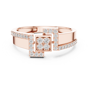 Rose <b>Gold</b> Plated Geometric Cluster Diamond <b>Ring</b> for Women Elegant Statement <b>Cocktail</b> <b>Ring</b> Sparkling Luxury Jewelry Gift - Product Image 3