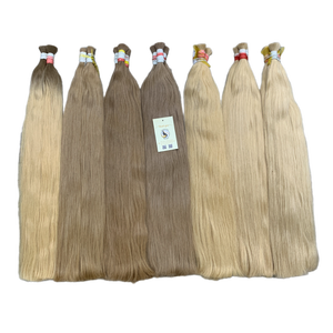 Extensiones de cabello Remy de calidad 12A directo de fábrica, cabello humano virgen liso Natural, ondas de agua corporales a granel, cutícula rubia alineada - Product Image 1