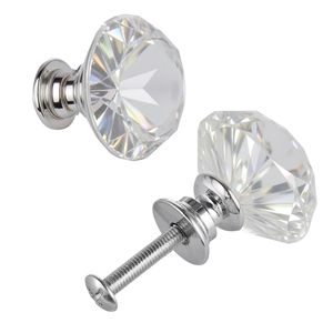 Paquete de 12 tiradores y manijas de 1.22 pulgadas de diamante, acrílico sólido y aleación de zinc para gabinetes, cajones y puertas de muebles de cocina y tocadores - Product Image 1