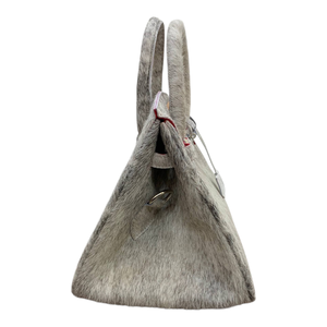 Grey Cow Leather Animal Print Structured Shoulder Bag Metal <b>Lock</b> 3L+ Capacity Premium Luxury Elegant Handbag for Daily Commuting - Product Image 4