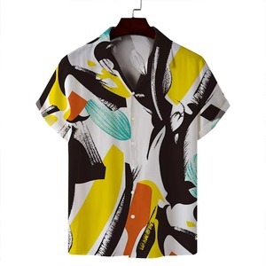 เสื้อเชิ้ตฮาวายแขนสั้นผ้าทวิลล์ถักสำหรับผู้ชาย ลายพิมพ์ดอกไม้เขตร้อนสไตล์อะโลฮ่า แห้งเร็ว เหมาะสำหรับใส่ไปชายหาดในฤดูร้อน - Product Image 4