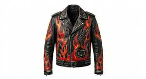FURAT <b>LEATHERS</b> <b>Men's</b> Breathable Motorcycle <b>Jacket</b> Flame Accents Distressed <b>Leather</b> Handmade Biker Coat Fire Sleeve Stand Autumn - Product Image 6
