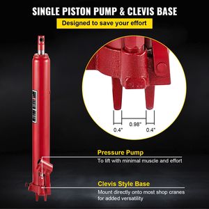 3 Tons/6600 Lbs Capacity Hydraulic Long Ram Jack Single Piston Pump Clevis Base Manual Cherry Picker Handle Electric <b>Hoist</b> - Product Image 2
