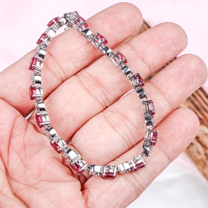 New Arrival 925 Sterling Silver Women's <b>Bracelet</b> Natural <b>Ruby</b> Cubic Zircon Oval Faceted Cut Gemstone Gold Party Engagement - Product Image 5