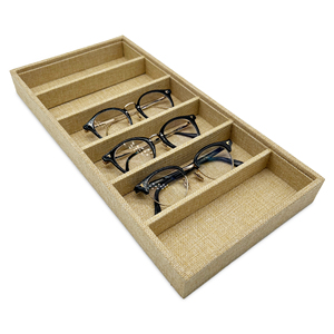 6 Slots Eyeglasses <b>Storage</b> <b>Box</b> Rectangle Soft <b>Fabric</b> Sunglasses Eyewear Display Case - Product Image 3