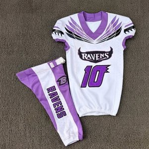 Conjunto de Uniforme de Fútbol Americano Juvenil Rexfit, Blanco y Morado Sublimado, Cuello en V, Manga Corta, Malla Transpirable para Niños - Product Image 5