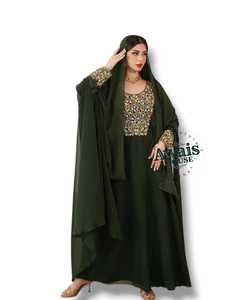 Wholesale Ethnic Wedding Evening Party Wear <b>Kaftan</b> Long Sleeve Floor Length Lightweight <b>Plus</b> <b>Size</b> Polyester Handmade Sequined - Product Image 1