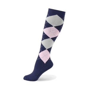 Women's Black Argyle Riding <b>Socks</b> with Gray Diamond Pattern Regular Fit Equestrian <b>Socks</b> - Product Image 3