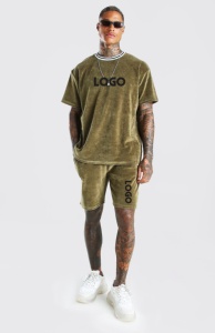 velvet customized t-shirts and shorts sets <b>velour</b> twinsets - Product Image 5