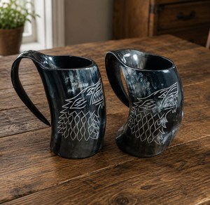 Jarra de Cuerno Natural Vikinga para Beber Vino o Cerveza, Diseño Vintage Ecológico, Ligera, Regalo Empresarial para Fiestas y Bodas - Product Image 4