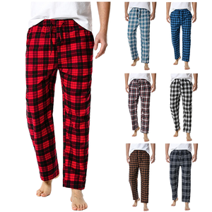 Pantalon de pyjama en flanelle rouge écossais, short décontracté avec élastique, pantalon de pyjama confortable en flanelle avec design personnalisé, vêtements de nuit pour hommes - Product Image 1