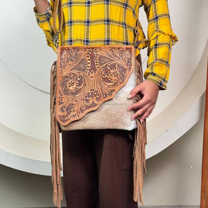New Personalized Luxury Fringe Crossbody Hand Tooled Genuine Leather Fashion Genuine Cowhide Leather Shoulder <b>Handbag</b> for <b>Women</b> - Product Image 4