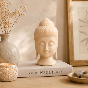 Estatua de Buda de Mármol Hecha a Mano |   Escultura Decorativa de Cabeza de Meditante para Decoración del Hogar y la Oficina - Product Image 6
