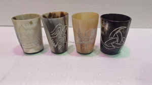 Personalizado exquisito Vintage oso bebiendo Koi taza hecha a mano cuerno Natural corto antiguo tallado estilo Animal negocio perfecto - Product Image 3