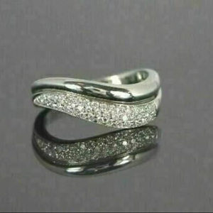 Moissanite Round Cut Diamond Curve Band <b>Ring</b> <b>Set</b> Original 925 <b>Silver</b> Pave Setting Fine Wedding Jewelry for Party Brides - Product Image 1