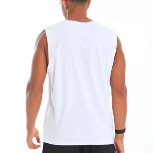Débardeur sans manches blanc pour homme Econex Sports, col rond, tricoté, 100 % polyester, respirant, couleur unie, style sportif décontracté - Product Image 6