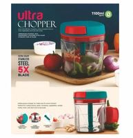 Top voor Chopper 1000ml Handmatige Plastic Voedselverwerker 6 Roestvrijstalen Messen Antislip Basis Gemakkelijk Schoon te Maken Groenten Fruit
