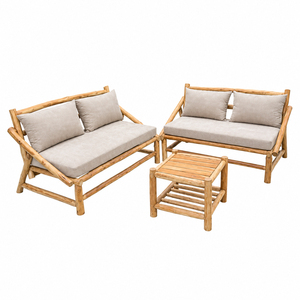 Juego de Sofás Kayana de Madera de Teca Sólida, Estilo Rústico, Calidad Premium, Resistente a la Intemperie, Muebles de Jardín, Patio o Resort, 4 Plazas - Product Image 2