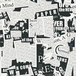 Carta da Parati Moderna Adesiva Bianca e Nera, Decorazione Murale Stile Giornale Vintage, Facile da Applicare - Product Image 1