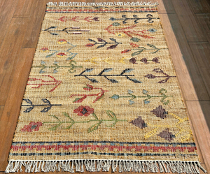 Handmade Modern Natural Jute Rectangle Abstract <b>Rug</b> | Eco-Friendly Anti-Bacteria Non-Slip PET Friendly Low Pile Thin Area <b>Rug</b> - Product Image 1
